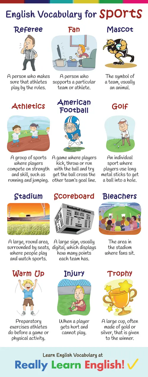 Sports vocabulary matching exercise worksheet