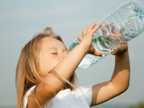 Drinking the bottle of water